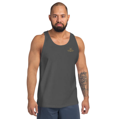 mens staple tank top asphalt front