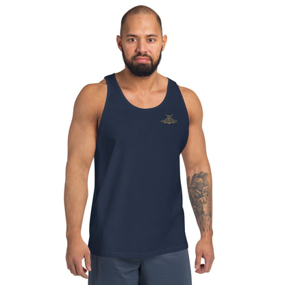 mens staple tank top navy front